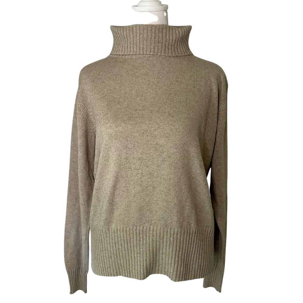 ZZ Silk vintage cream tan turtleneck knit sweater size M